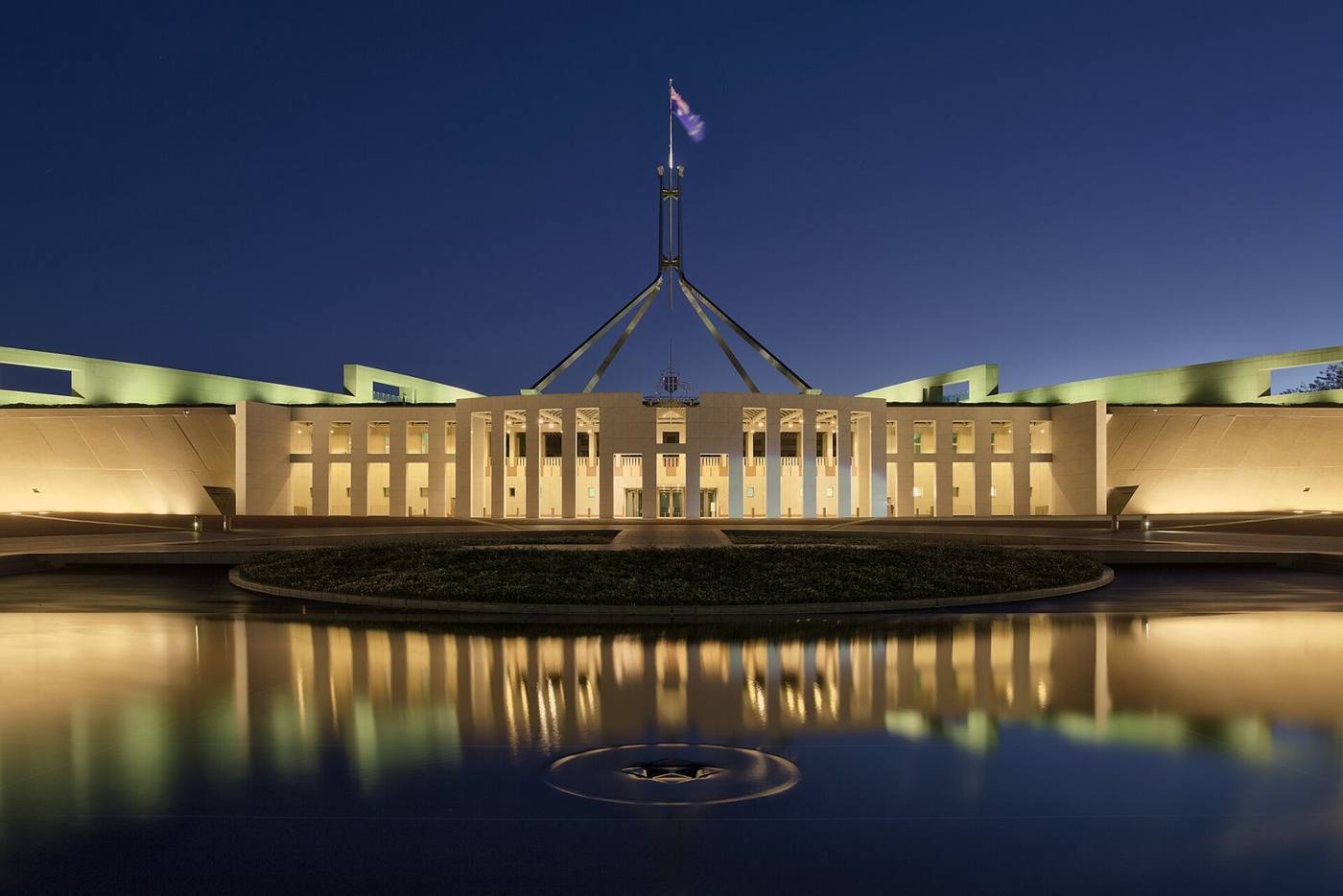 Parliament House, Canberra, at dusk